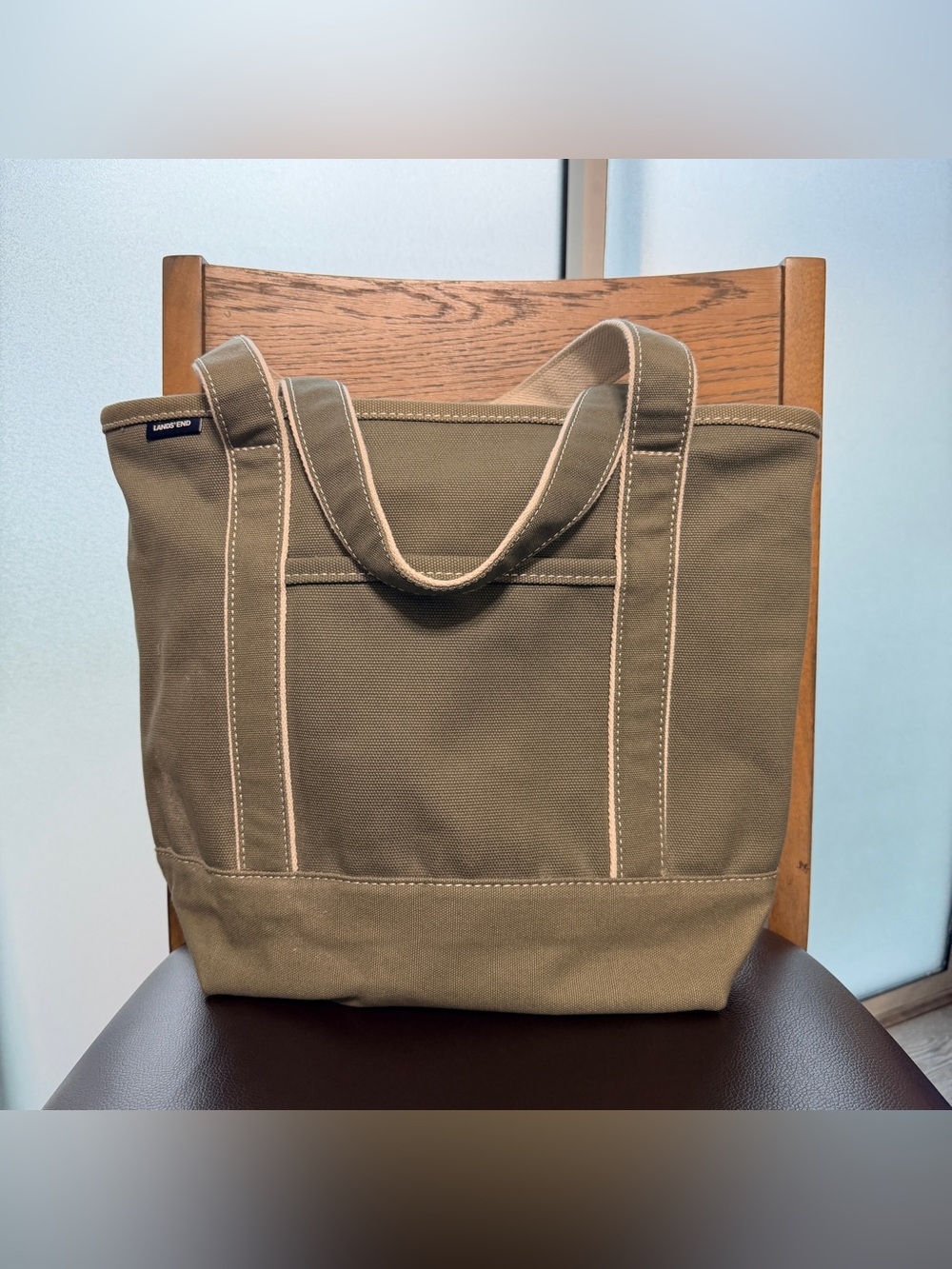 Lands' End Canvas Tote Bag for women  in light olive